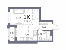 Продается 1-комнатная квартира ЖК Горская Лагуна, 35.9  м&sup2;, 8503000 рублей