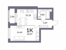 Продается 1-комнатная квартира ЖК Горская Лагуна, 35.6  м&sup2;, 8303000 рублей