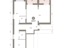 Продается 2-комнатная квартира ЖК Лебедевский квартал, д 1, 90.6  м&sup2;, 15460000 рублей