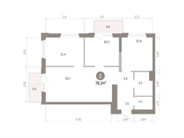 Продается 3-комнатная квартира ЖК Город на озере, 78.25  м&sup2;, 16300000 рублей