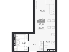 Продается Студия ЖК Ясный берег, дом 20, 28.11  м&sup2;, 5336000 рублей