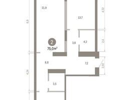 Продается 2-комнатная квартира ЖК Европейский берег, дом 45, 75.03  м&sup2;, 12630000 рублей