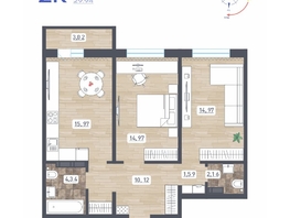 Продается 2-комнатная квартира ЖК Радуга Сибири, дом 10, 65.63  м&sup2;, 6941150 рублей