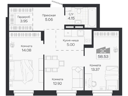 Продается 3-комнатная квартира ЖК Базилик, дом 3, 58.53  м&sup2;, 8883000 рублей