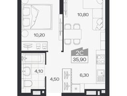 Продается 2-комнатная квартира ЖК Ясный берег, дом 33, 35.9  м&sup2;, 6058000 рублей