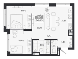 Продается 3-комнатная квартира ЖК Ясный берег, дом 33, 56.9  м&sup2;, 9121000 рублей
