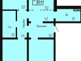 Продается 3-комнатная квартира ЖК Акварельный 4.0, 91.3  м&sup2;, 9400000 рублей