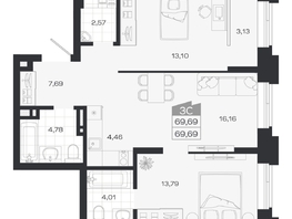 Продается 3-комнатная квартира ЖК Ясный берег, дом 20, 70.07  м&sup2;, 10339000 рублей
