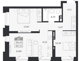 Продается 3-комнатная квартира ЖК Ясный берег, дом 20, 60.51  м&sup2;, 10339000 рублей