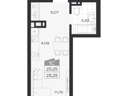 Продается Студия ЖК Ясный берег, дом 20, 25.25  м&sup2;, 4968000 рублей