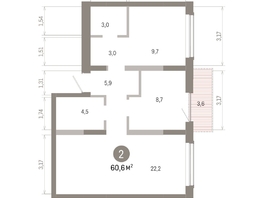 Продается 2-комнатная квартира ЖК Европейский берег, дом 46, 60.6  м&sup2;, 9800000 рублей
