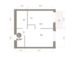 Продается 1-комнатная квартира ЖК Город на озере, 46.77  м&sup2;, 11790000 рублей