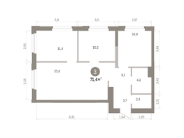 Продается 3-комнатная квартира ЖК Город на озере, 71.37  м&sup2;, 15130000 рублей