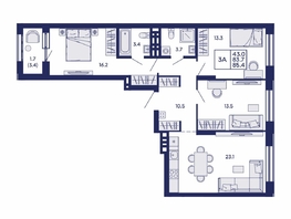 Продается 3-комнатная квартира ЖК Сила леса, корп 2, 85.4  м&sup2;, 10600000 рублей