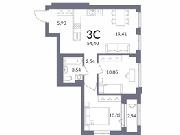 Продается 3-комнатная квартира ЖК Горская Лагуна, 54.2  м&sup2;, 11703000 рублей