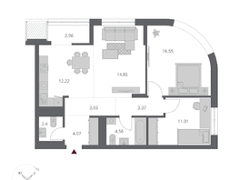 Продается 4-комнатная квартира ЖК Беринг, дом 3, 56.01  м&sup2;, 11290000 рублей