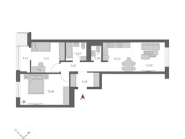 Продается 3-комнатная квартира ЖК Беринг, дом 3, 74.54  м&sup2;, 12170000 рублей