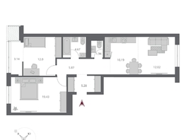 Продается 3-комнатная квартира ЖК Беринг, дом 3, 74.54  м&sup2;, 13370000 рублей