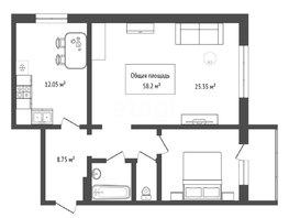 Продается 2-комнатная квартира Виталия Потылицына ул, 58.2  м&sup2;, 4600000 рублей