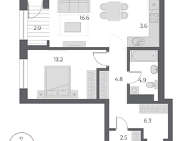 Продается 2-комнатная квартира ЖК ОСКАР, дом 1, 54.7  м&sup2;, 12150000 рублей