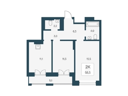 Продается 2-комнатная квартира ЖК Расцветай на Кропоткина, дом 1, 58.5  м&sup2;, 9810000 рублей