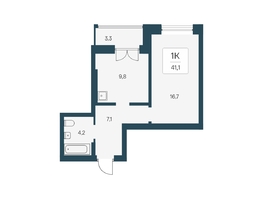 Продается 1-комнатная квартира ЖК Расцветай на Кропоткина, дом 1, 41.1  м&sup2;, 7785000 рублей