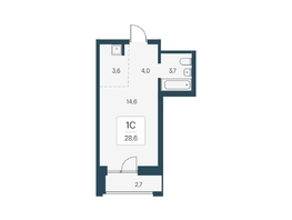 Продается Студия ЖК Расцветай на Кропоткина, дом 1, 28.6  м&sup2;, 7000000 рублей