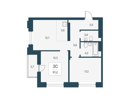 Продается 3-комнатная квартира ЖК Расцветай на Кропоткина, дом 1, 61.2  м&sup2;, 11200000 рублей
