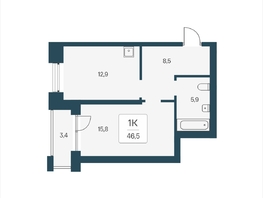 Продается 1-комнатная квартира ЖК Расцветай на Кропоткина, дом 2, 46.5  м&sup2;, 8150000 рублей