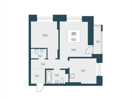 Продается 2-комнатная квартира ЖК Расцветай на Кропоткина, дом 2, 56.1  м&sup2;, 9850000 рублей
