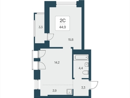 Продается 2-комнатная квартира ЖК Расцветай на Кропоткина, дом 2, 44.9  м&sup2;, 8850000 рублей