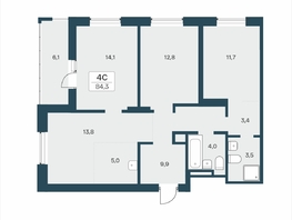 Продается 4-комнатная квартира ЖК Расцветай на Учительской, 84.3  м&sup2;, 13100000 рублей