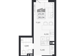Продается Студия ЖК Ясный берег, дом 20, 26.04  м&sup2;, 5007000 рублей
