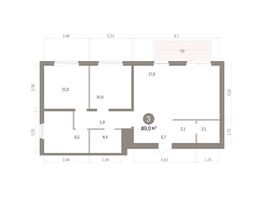 Продается 3-комнатная квартира ЖК Пшеница, дом 5.2, 89  м&sup2;, 12780000 рублей