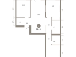 Продается 3-комнатная квартира ЖК Город на озере, 90.1  м&sup2;, 18540000 рублей