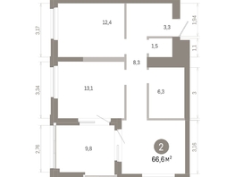 Продается 2-комнатная квартира ЖК Город на озере, 66.54  м&sup2;, 15040000 рублей