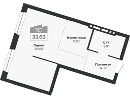 Продается 1-комнатная квартира ЖК Базилик, дом 2, 33.63  м&sup2;, 5771000 рублей