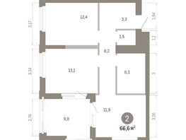 Продается 2-комнатная квартира ЖК Город на озере, 66.57  м&sup2;, 14240000 рублей
