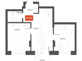 Продается 2-комнатная квартира  Квартал ЩА, 47.7  м&sup2;, 10390000 рублей