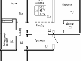 Продается 3-комнатная квартира ЖК Самоцветы, Бирюза дом 2, 87.5  м&sup2;, 7550000 рублей