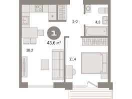 Продается 1-комнатная квартира ЖК Пшеница, дом 2.2, 43.61  м&sup2;, 6330000 рублей