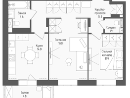 Продается 2-комнатная квартира ЖК Тетрис, корпус 2, 66.1  м&sup2;, 10993650 рублей