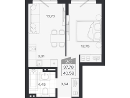 Продается 2-комнатная квартира ЖК Ясный берег, дом 20, 40.18  м&sup2;, 6954000 рублей
