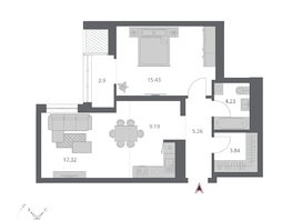 Продается 2-комнатная квартира ЖК Беринг, дом 3, 58.17  м&sup2;, 9970000 рублей