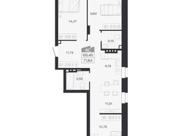 Продается 4-комнатная квартира ЖК Ясный берег, дом 19, бс 2-5, 71.84  м&sup2;, 11591000 рублей