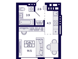 Продается Студия ЖК Сподвижники, дом 1, 25.3  м&sup2;, 4450000 рублей