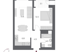 Продается 2-комнатная квартира ЖК ОСКАР, дом 1, 47.2  м&sup2;, 12890000 рублей