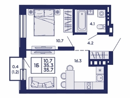 Продается 1-комнатная квартира ЖК Сила леса, корп 2, 35.7  м&sup2;, 6700000 рублей