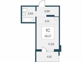 Продается Студия ЖК Эко-квартал на Кедровой, дом 6, 26.27  м&sup2;, 3588000 рублей