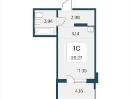 Продается Студия ЖК Эко-квартал на Кедровой, дом 6, 26.27  м&sup2;, 4090000 рублей